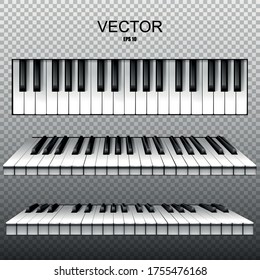 Realistic keys of a piano, synthesizer. Vector