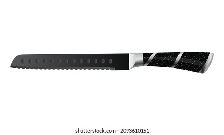 realistic kitchen bread knife isolated on white, Vector illustration, chef knife, Cutlery icon set, bread Knife