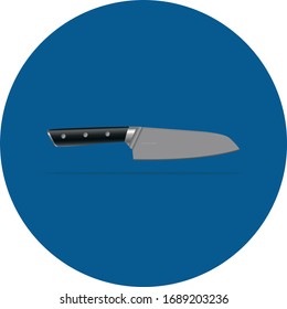 Realistische Küchenmesser-Symbol auf blauem Hintergrund
