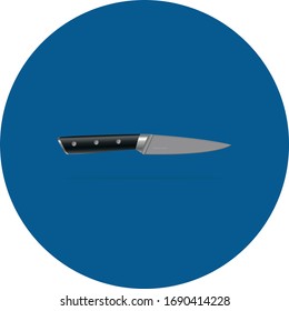 Icono de cuchillo de cocina realista sobre fondo azul