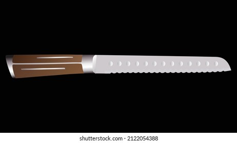 realistic kitchen knife isolated on white, Vector illustration, chef knives, Cutlery icon set, bread Knife