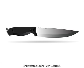 Realistic kitchen knife or survival knife vector illustration isolated on white background