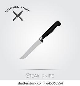 Realistic kitchen knife. Vector illustration isolated on light background.