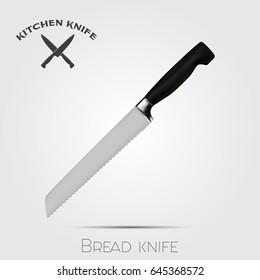 Realistic kitchen knife. Vector illustration isolated on light background.