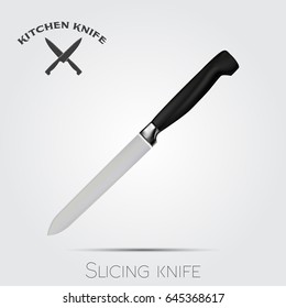 Realistic kitchen knife. Vector illustration isolated on light background.