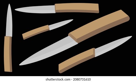 realistic kitchen knives isolated, Vector illustration, chef knives, Cutlery icon set