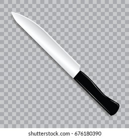 A realistic kitchen large knife. Devices for cutting products. Knife isolated on a transparent background. Vector illustration.