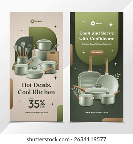 Realistic Kitchen Utensils Vertical Banners