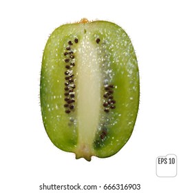 Realistic Kiwi fruit isolated on white background.Vector illustration