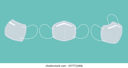 Realistic kn95 face mask in different perspectives free vector