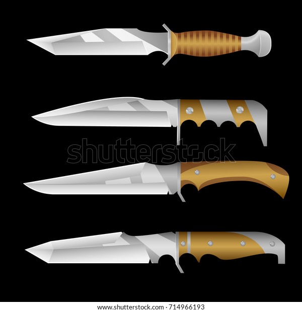 Realistic Knife Icons Set Vector Illustration Stock Vector (Royalty ...