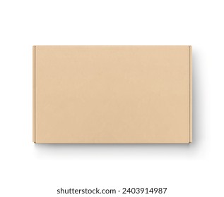 Realistic kraft brown close mailing box mockup. Flat lay view. Ready for presentation your product. Vector illustration. EPS10.