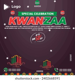 Realistic kwanzaa season celebration with instagram stories instagram and facebook story template | Kwanzaa party flyer with social media banner or instagram post template | Kwanzaa holiday african