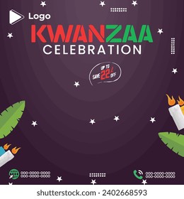 Realistic kwanzaa season celebration with instagram stories instagram and facebook story template | Kwanzaa party flyer with social media banner or instagram post template | Kwanzaa holiday african