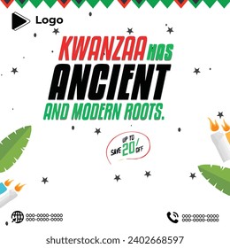 Realistic kwanzaa season celebration with instagram stories instagram and facebook story template | Kwanzaa party flyer with social media banner or instagram post template | Kwanzaa holiday african