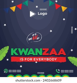 Realistic kwanzaa season celebration with instagram stories instagram and facebook story template | Kwanzaa party flyer with social media banner or instagram post template | Kwanzaa holiday african