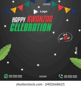 Realistic kwanzaa season celebration with instagram stories instagram and facebook story template | Kwanzaa party flyer with social media banner or instagram post template | Kwanzaa holiday african