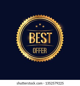 Realistic label premium quality  composition badges with golden style. Vector gretting card, flyer, banner. Vector