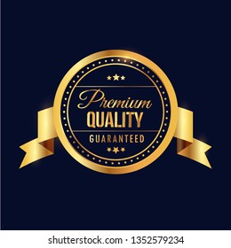 Realistic label premium quality  composition badges with golden style. Vector gretting card, flyer, banner. Vector