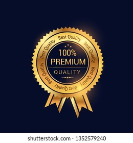 Realistic label premium quality  composition badges with golden style. Vector gretting card, flyer, banner. Vector