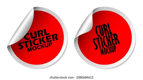 Realistic label sticker icon template vector design illustration with round curl corner isolated on white background.