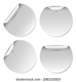 Realistic label sticker icon template vector design illustration with round curl corner isolated on white background.