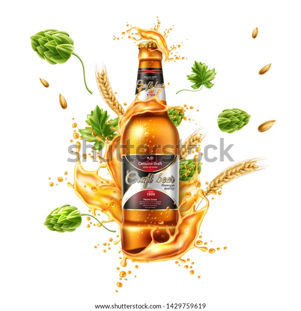 Download Realistic Lager Beer Bottle Ad Poster Stock Vector Royalty Free 1429759619