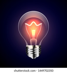 Realistic Lamp With Bright Light On Dark Background