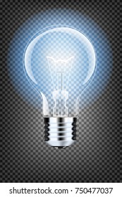 realistic lamp with a bright light on an isolated background. Vector illustration . Addison's electric lamp.