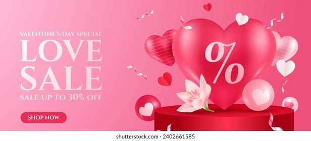 Realistische Landing Page Template valentines Day Vektordesign in eps10