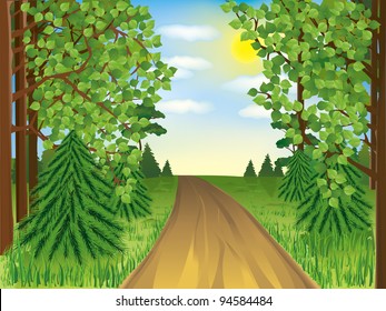 Realistic landscape - spring or summer forest