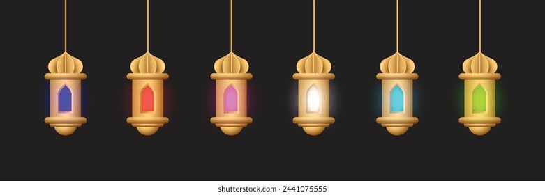 realistic lantern ornament set collection vector design