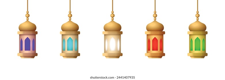 realistic lantern ornament set collection vector design