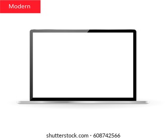 Realistic laptop with blank screen for design 