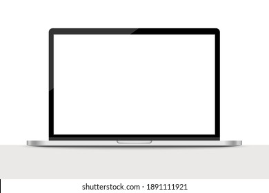 Realistic laptop with blank screen, Electronic device mockup