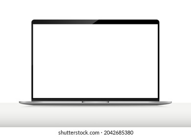 Realistic laptop with blank screen. Electronic device mockup. Notebook or ultrabook mockup for advertistment.

