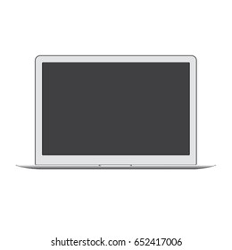 Realistic laptop with blank screen mockup with black background