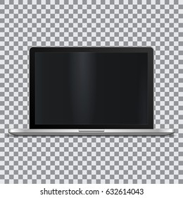 Realistic laptop with blank screen on a transparent background