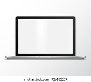 Laptop realista com tela em branco em um fundo branco