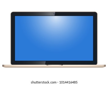 Realistic laptop with blank screen to present your application design. On a white background.