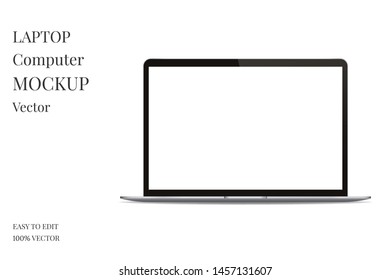 Realistic Laptop computer mockup. Laptop computer with empty screen. Computer notebook display mockup isolate on white background.