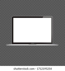 ordenador portátil realista con estilo de maqueta, portátil aislado en un fondo transparente. Ilustración del vector EPS 10 
