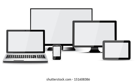 Realistischer Laptop, Computer, Tablet, Smartphone, EPS10