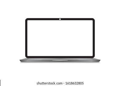 Realistic Laptop Display with a blank screen on a white background. Notebook vector illustration element.