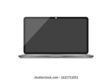Realistic Laptop Display with a blank screen on a white background. Notebook vector illustration element.