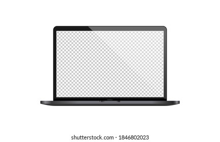 Realistic laptop display illustration. Transparent blank monitor. Screen. Vector EPS 10. Isolated on white background