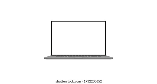 Realistic laptop with empty space on white background