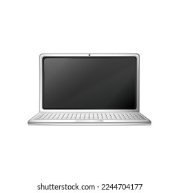 Realistic laptop incline 90 degree isolated on white background. computer notebook with empty screen. blank copy space on modern mobile computer.