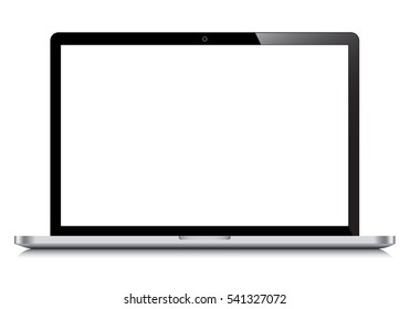 Realistic laptop incline 90 degree isolated white background  computer notebook and empty screen  blank copy space modern mobile computer 