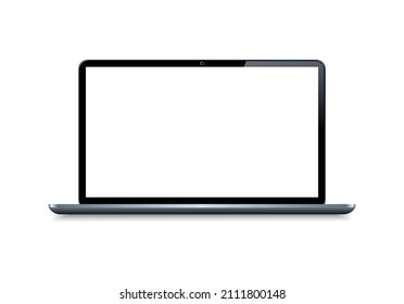 Realistic laptop isolate, blank screen display, mockup pc, computer notebook with empty screen. Vector isolated on white background.